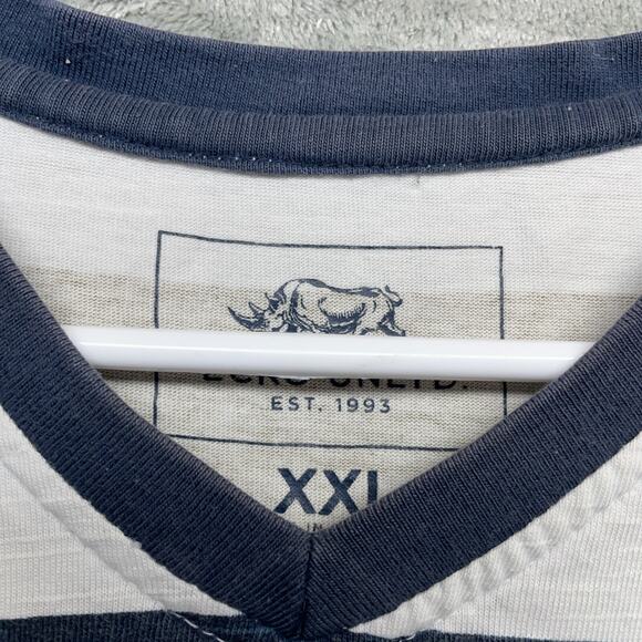 Vintage Y2K Ecko Unltd Shirt Mens Size 2XL Blue Tan Striped Short Sleeve - Picture 3 of 8